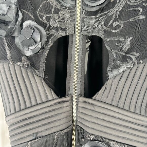 NWT Zhivago The Vendetta Black Floral Mini Dress Size 4 - Picture 8 of 11